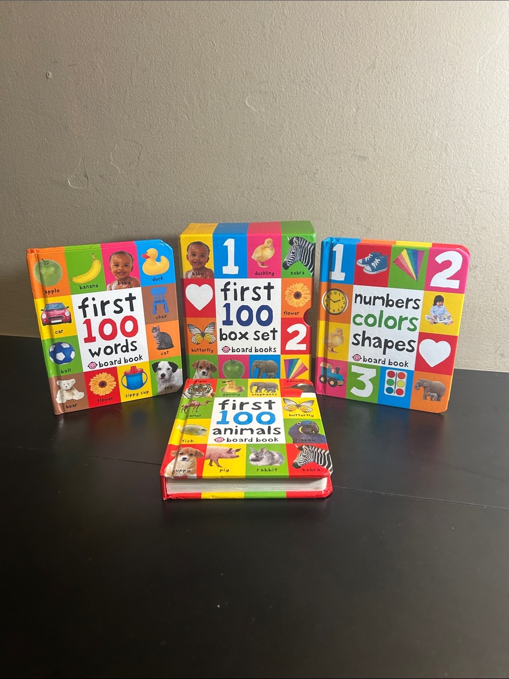 First 100 Board Book Box Set (3 Books): First 100 Words, Numbers Colors Shapes,
